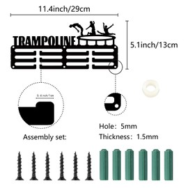 CREATCABIN Trampoline Medal Holder Display Medal Hanger Rack Sport Metal Hanging Awards Iron Small Holder Decor Awards for Men Women Wall Home Race Black 29 x 13 cm