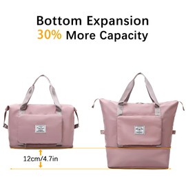 SITAKE Large Capacity Foldable Travel Duffel Bag, Waterproof Expandable Portable Sports Shoulder Bag, Carry Luggage Bag for Gym, Overnight, Holiday, Shopping, Weekends, Outing(Black)