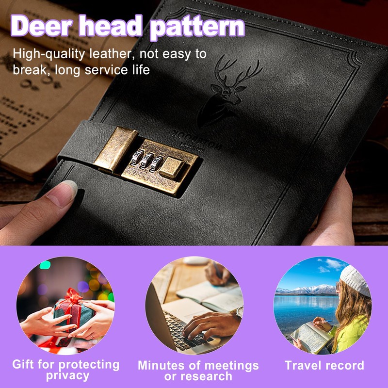 ZeriLion 240 Pages A5 Lock Journal Retro PU Leather Locking