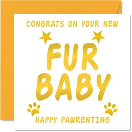 New Fur Baby Card - Congratulations on New Fur Baby Cards Pet Dog Cat, Well Done Congrats New Fur Baby Cards, Welcome To The World Home Gifts, 5.7 x 5.7 Inch Fur Baby Greeting Cards for Parents