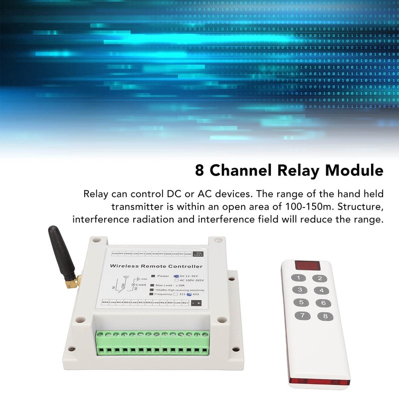 Zunate Relay Remote Switch DC12V 36V 8 Channel Radio Remote