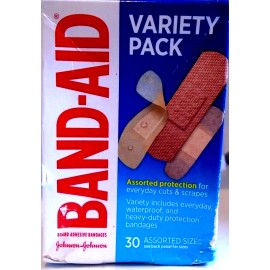 Band-Aid Brand Adhesive Bandages Variety Pack 30 Assorted Sizes Box Damage
