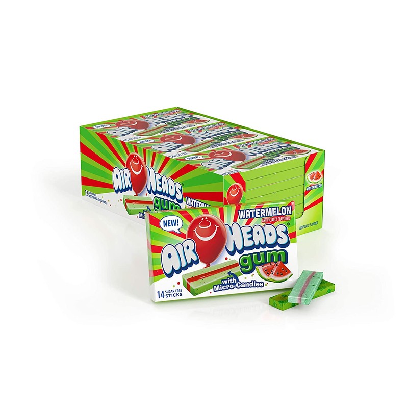 Air Heads Gum With Micro-Candies Watermelon 12 Count Sugar Free