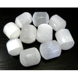 crystalmiracle Set of Five Selenite Tumble Stones Crystal Healing Reiki Feng Shui Gift Energy Metaphysical Gemstone Meditation Unisex (White, 1.2 to 1.5 inches approx. each)
