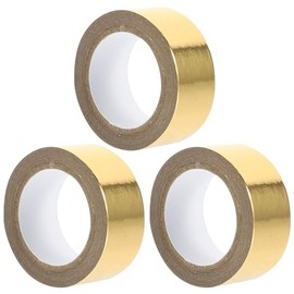 GLEAVI 3 Rollos De Cinta De Espejo Washi Metálica Dorada Cinta De Arte Gráfico Dorada Para Bricolaje Cinta De Película De Metalizada Autoadhesiva Para Decoración De