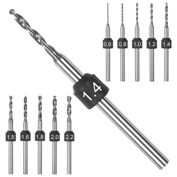 ARROWMAX PCB Drill Bit Set, Size Marked, 0.6mm-2.2mm, 2.35mm Shank,