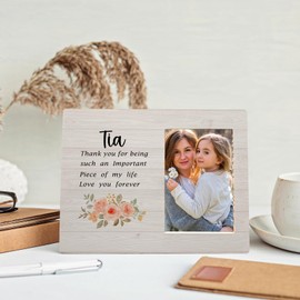 MAQIKA Tia Picture Frame, Tia Gifts for Women, Best Aunt Gifts for Mother's Day Picture Frames, Aunts Gift from Niece Nephew Wood Photo Frame for 4x6 Photos