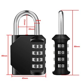 Combination Padlocks 4 Digit Locker Padlocks, Waterproof Padlocks 4 Digit Code Lock for School Gym Locker, Shed, Fence, Hasp, Garage, Gate, Toolbox, Door 2PCS