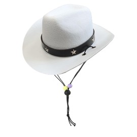 AWOCAN Pet Dog Costume Cowboy Hat Cosplay Cap Puppy Pet Dog Cat Holiday Pet Party Decoration (White)