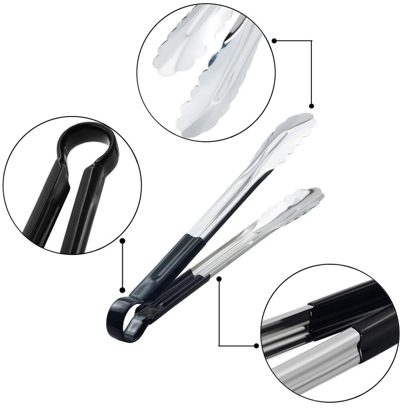 HINMAY 3 Pack Kitchen Tongs with Comfort-Grip Handle Heavy Duty