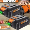 For Worx 2pack For WORX 20V MAX Extend 6.0Ah Lithium