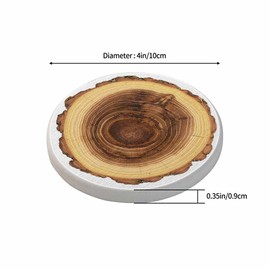 oFloral Brown Tree Rings Coasters for Drinks Circle Wooden Stake Weathered Cups Place Mats for Home Decor Set of 2, 4 Inch