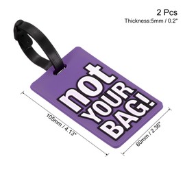 sourcing map Luggage Tag, PVC Identifier Card Holder Label, Not Your Bag Pattern Travel Bag Tag with Adjustable Strap for Baggage Suitcase, Purple 2 Pack