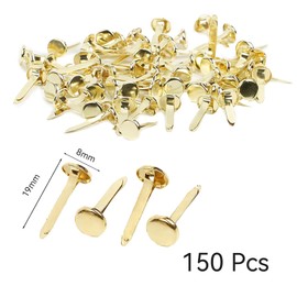 150 Pcs Split Pins,8x19mm Round Head Paper Fasteners,Multi-Purpose Metal Paper Fasteners,Mini Brass Brads butterfly pins,Smooth Mini Pin for DIY Crafts Projects Scrapbooks Cards Photo Walls(Gold)