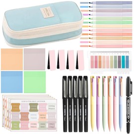Bible Study Supplies Bible Journaling Kit for Women,Book Annotation Kit with Journal,Pen Case,Tabs,Highlighters and Pens,Bible Accessories Tools Set for Women Students Beginner,Christian Gifts (Blue)