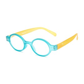 Round Reading Glasses in Blue/Yellow by Readers.com | The Flamingo | +2.75