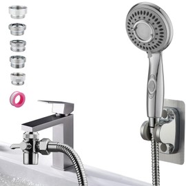 AWXYG Faucet Shower Head Sink Sprayer Attachment,ON/OFF 79" Faucet Extender Hose Sprayer Set with 5 Adapters,Brass Diverter Valve with Aerator for Bathtub,Utility Sink, Laundry Room, Garden