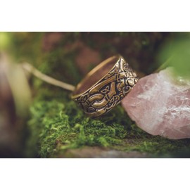Windalf Wide Viking Ring Ravan 10 mm Odins Wolves Vikings Wild Hunting Wotan Bronze, Fabric, No Gemstone