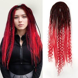 DE Dreadlock Extensions 24 Inch, 3 In 1 Mixed DE Dreads Hippie Style Boho 15 Strands Handmade Braid in Dreadlock Extensions for Women