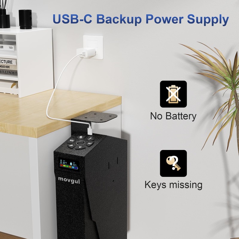 movgul Gun Safe, Biometric Drop Down Bedside Gun Safe Quick