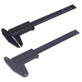 Penta Angel 2Pcs Plastic Caliper Inch/Metric 6Inch 150mm Mini Caliper Double Scale Ruler Measuring Tool for Student (Gray and Black)