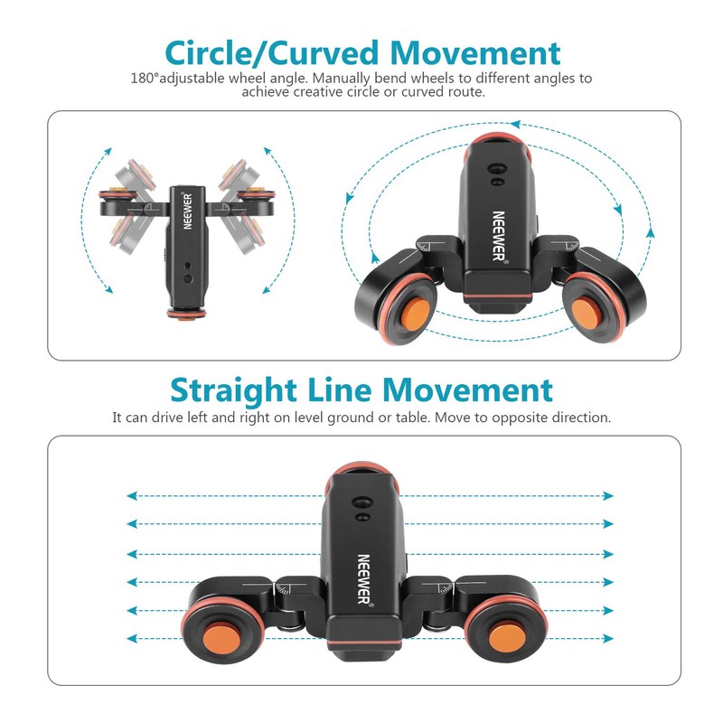 NEEWER 3-Wheels Wireless Video Camera Dolly, 3-Speed Motorized Electric Track