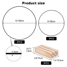 EACHPT Metal Rings for Crafts, 3-Piece Set Metal Ring with Base, Decorative Ring with Base 20 cm + 30 cm, Wooden Stand Wreath, Metal Ring for DIY Dream Catchers, Wedding Decorations and Christmas