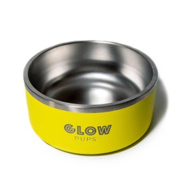 Dog Bowl - Vacuum Insulated Keeps Water Cool, Non-Slip Base, Easy Clean Interior, Durable Stainless Steel, Multiple Colors, Ideal for Travel, 32 Oz - Pet Bowl (Yellow)