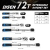 DISEN 3PCS Extendable Ratchet Wrench Set,1/4" 3/8" 1/2" Drive 72-Tooth,