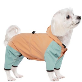 OUOBOB Dog Raincoat for Small Dogs, 4 Legs Dog Rain Jacket, Pet Waterproof Rainproof Jacket with Leash Hole Reflective Pet Poncho for Small Dogs Boy Girl, Orange XL