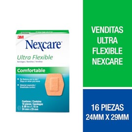3M Nexcare, Venditas Ultraflexibles Mini, 24mm x 29mm, Color Beige, 1 Caja con 16 piezas