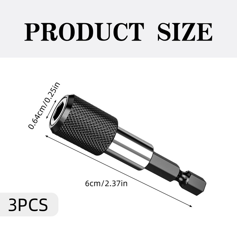 3PCS 1/4 Inch Hex Shank Magnetic Extension Durable Magnetic Drill