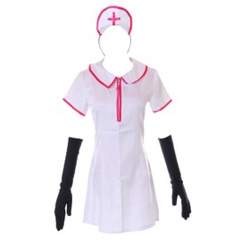 Kawaii-Story MN-232 White Nurse Dress 4-Piece Cosplay Complete Costume for Makima Chainsaw Man Anime Manga (S)