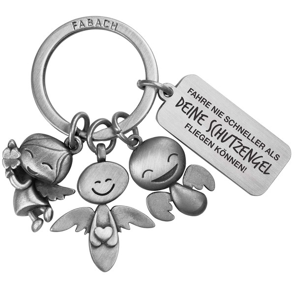 FABACH Guardian Angel Keyring, 3 Angels with Engraving – Car