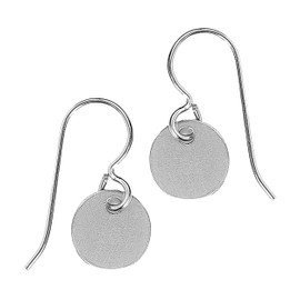 Circle Disc Dangle Earrings | Minimalist Round Flat Drop Earrings in Sterling Silver, Gold, or Rose Gold (Sterling Silver)