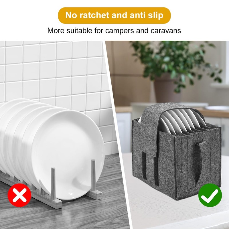 Pack of 2 Plate Holders Motorhome, Felt Organiser Motorhome, Cup