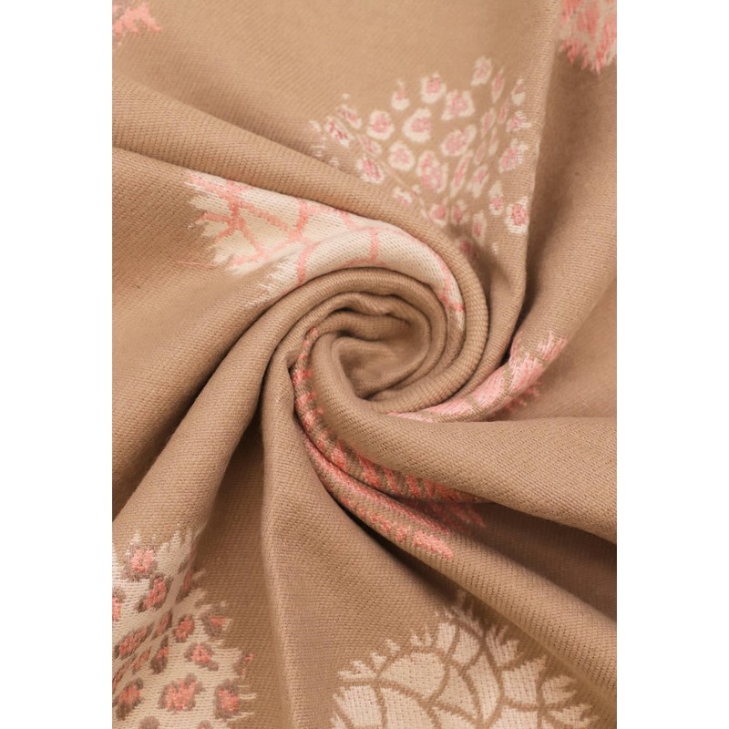 QUEEN HELENA Warm Patterned Winter Scarf for Women SC202, apricot