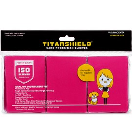 TitanShield 150 Viva Magenta Small Japanese Sized Trading Card Sleeves Deck Protector for Yu-Gi-Oh, Cardfight!! Vanguard & More