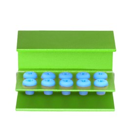 Koultona 3Pcs 10 Holes Dental Burs Holder Block Aluminum Autoclavable Box Dental Burs Storage Case with Sillicon Blue Cover (Green)