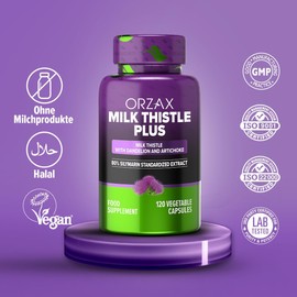 Milk Thistle Capsules - Triple Complex - with Milk Thistle Artichoke Dandelion - 120 Vegan Capsules - High Dose with 80% Silymarin - Laboratory Tested & High Dose
