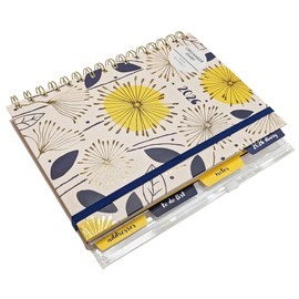 2026 A5 Week to View Diary with Index Tabs – Organiser Planner Diary with Notes, To-Do List, Addresses & Zip Wallet – Wiro Bound Hardback Covers with Elastic Closure (Floral Ink)