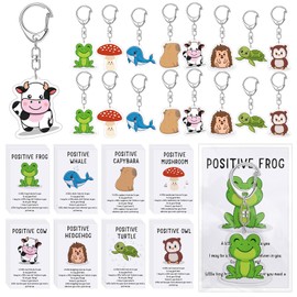 Landical 48 Set Positive Thank You Keychains Gifts Bulk Student Back to School Animal Keychains Gifts with Emotional Support Cards (Classic)