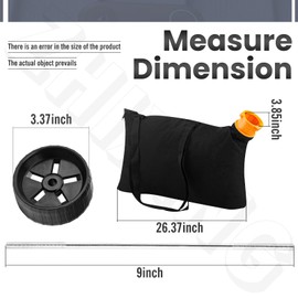 ZHIXING 50026858 Trivac Leaf Collection Bag & 2 Pcs Replacement Wheel Compatible with Worx WG509 3-in-1 Electric Leaf Blower Mulcher Vacuum Replaces 314148001 50015035