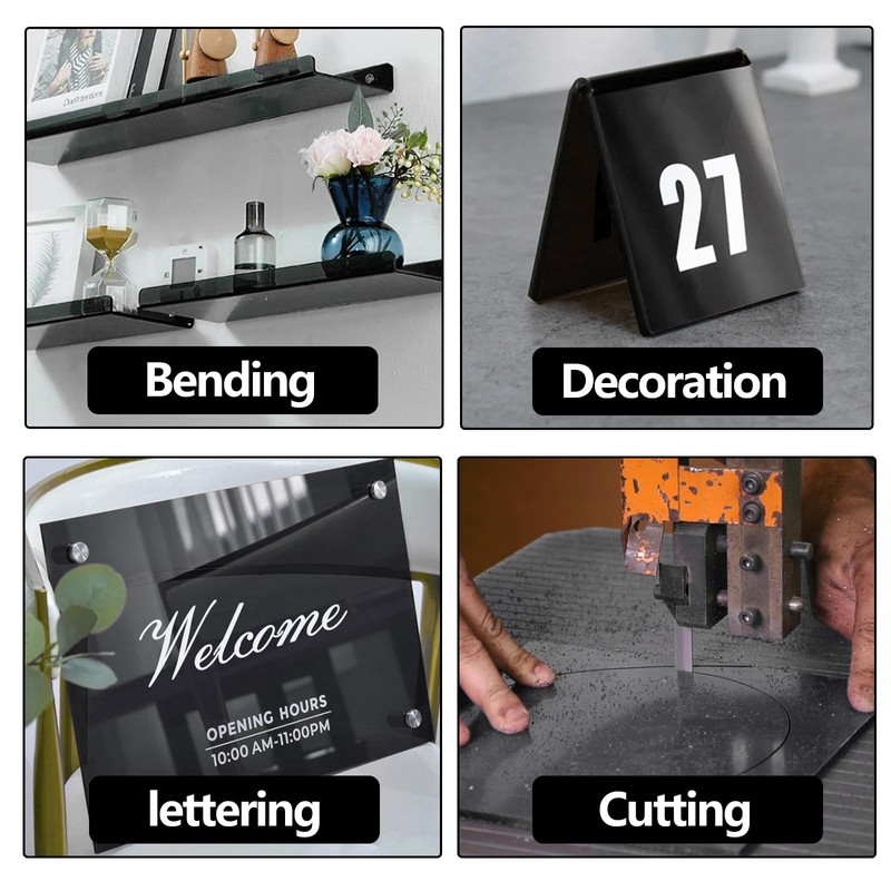 Frddiud 3 Pcs Black Transparent Acrylic Sheets, 12 x 12