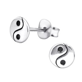 Laimons Women's Oxidised 925 Sterling Silver Earrings Yin Yang Earrings