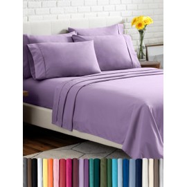 California King Sheet Set - 6 Piece Set - Hotel Luxury Bed Sheets - Ultra Soft - Deep Pockets - Easy Fit - Cooling & Breathable Sheets - Wrinkle Resistant - Lavender - Cal King Sheets - 6 PC