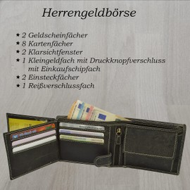 flevado Biker Wallet Motorcycle Driver Rocker Hunter Full Leather Wallet in Black, black, Modern