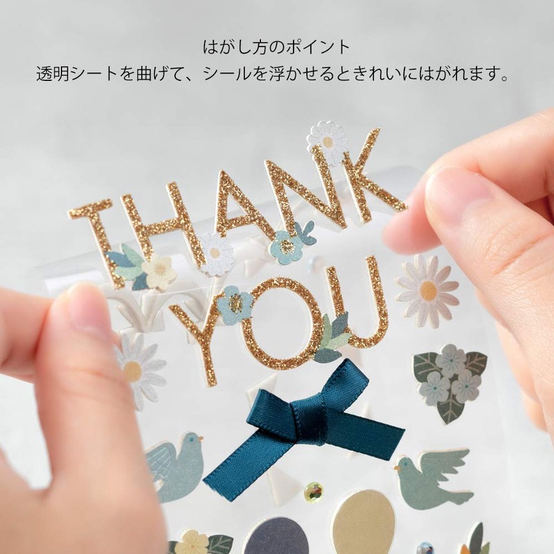 Midori 82516006 2516 PCM Sticker, Title, Thank You, Ribbon Pattern