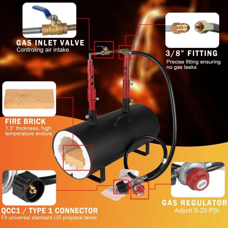 Unbranded Propane Forge Double Burner For Knife And Tool Making-Portable