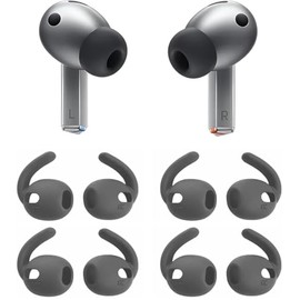 ALXCD Sport Earhooks Compatible with Galaxy Buds 3 Pro Earbuds, 4 Pairs Sport Anti-Slip Eartips Replacement Silicone Earbud Hook Tips, Compatible with Galaxy Buds 3 Pro SM-630N 4 Pairs Gray